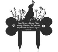 Aprllolg Metal Dog Memorial Garden Grave Markers, Pet Grave Marker with Flower & Butterfly Design, Outdoor Waterproof Cemetery Decor, Memorial Gifts for Loss of Beloved Pet, 13.4x12 inches, Metal