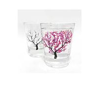 APROFAMILY Emotional Korean Soju Glass Cup with Changing Cherry Blossom Color 4pcs Set Whiskey, tequila, sake, and other alcoholic beverages are available (SOJU(4PCS))
