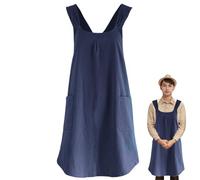 Apron - 28 Inch Cross Over | Cotton Wash Pockets - Soft Kitchen Cooking Apron with Back Cross Design, Spacious Side Pockets Ideal for Chefs Who Use Baking and Everyday Home, navy, Siehe Beschreibung