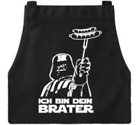 Apron 95cm Large Men's Apron with 2 Pockets, Ich Bin Dein Brater, Funny Novelty Cooking Apron, Black