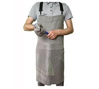 Apron Butcher's stainless steel Chainmail cut resistant apron, Safety work bib and stab resistant apron with adjustable shoulder straps (Color : Silver, Size : 55x60cm/21.65"x23.62")