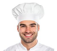 APRON DADDY Chef Hat - Adult Adjustable Kitchen Cooking Hat for Men & Women Chefs - Reusable and Washable Durable Cook Cap - White
