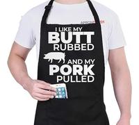 APRON DADDY Funny Apron for Men - Butt Rubbed and Pork Pulled - Adjustable Large Size - Poly/Cotton Apron with 2 Pockets - Father's Day Gift for Dad, Husband, Chef
