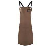 Apron for Women Men, Waterproof Apron with 2 Pockets, Card Slot and Cross Back, Unisex Work Aprons for Restaurant Cafe Shop, Adjustable Chef Aprons for Cooking Kitchen Garden Barbecue, 67x90cm (Brown)