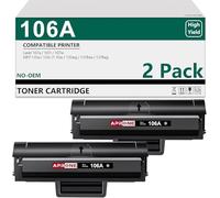 APRONE 106A W1106A Toner Cartridge, Compatible with HP 107/135/137, 2 Black | 2-Pack Replacement Toner Cartridges for HP Laser 107a, 107r, 107w and MFP 135a, 135r, 135w, 135wg, 137fnw, 137fwg
