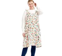 APRONNER Big Plus Size Aprons for Women with Pockets Cotton Linen Baking Kitchen Cooking, Pink Flowers, Large