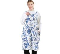 APRONNER Big Plus Size Aprons for Women with Pockets Cotton Linen Baking Kitchen Cooking, Strange Blossoms, One size