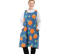 APRONNER Big Plus Size Aprons for Women with Pockets Cotton Linen Baking Kitchen Cooking, Sweet Orange, More Size