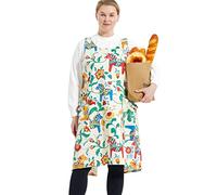 APRONNER Big Plus Size Aprons for Women with Pockets Cotton Linen Baking Kitchen Cooking, Trojan Horse, Large