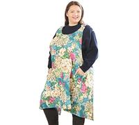 APRONNER Big Plus Size Aprons for Women with Pockets Cotton Linen Baking Kitchen Cooking, Wealth Flower, 5X-Large