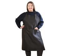 APRONNER Cotton Linen Baking Plus Size Aprons for Women with Pockets Kitchen Cooking, Black, 39'' x 39''