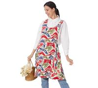 APRONNER Cozy Adjustable Cross Back Aprons for Women with Pockets Cotton Linen Cooking Kitchen Baking, Cuckoo, One Size Fits All
