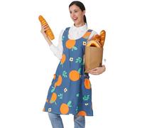 APRONNER Cozy Adjustable Cross Back Aprons for Women with Pockets Cotton Linen Cooking Kitchen Baking, Sweet Orange, One size