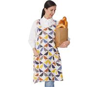 APRONNER Cozy Adjustable Cross Back Aprons for Women with Pockets Cotton Linen Cooking Kitchen Baking, Birds, Large
