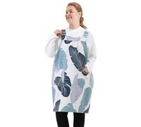 APRONNER No Ties Plus Size Aprons for Women with Pockets Cotton Linen Baking Kitchen Cooking, Banana Leaf, One Size Fits All