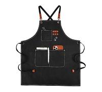APRONPANDA Canvas Work Aprons for Men with Pockets,Adjustable Strap and Large Pockets Apron,Kitchen Cooking Baking Chef Apron (Black)