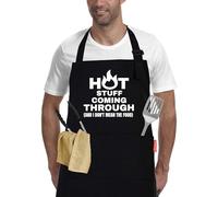 APRONPANDA Funny Cooking Grilling BBQ Aprons for Men, Adjustable Chef Kitchen Apron with 2 Pockets, Birthday Christmas Gifts for Men, Him, Dad