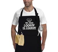 APRONPANDA Kitchen Cooking BBQ Aprons for Men with Pockets, Adjustable Chef Apron, Funny Gifts for Men, Dad, Husband, Grandad Birthday Gifts