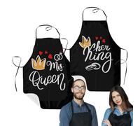 Aprons for couples, aprons for couples for the kitchen - 2 x Valentine's Day bibs for couples in heart shape, waterproof apron, set of kitchen aprons for, One, Se référer au descriptif
