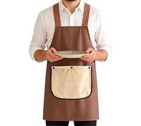 Aprons For Women With Pockets - Apron With Pockets For Chef, Machine Washable Waterproof Dress, Art Projects Cafe Gardening Home Indoor Outdoor BBQ Grilling