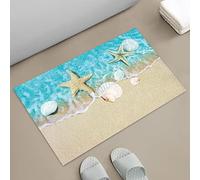 APROPHIC Coastal Bathroom Rugs Non Silp Beach Theme Quick Dry Bath Mat Seashells Starfish Bathmat Super Absorbent Washable Floor Mat Rubber Backed Waterproof Shower Mats for Bathroom 16x24 in
