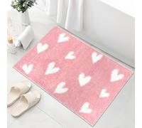 APROPHIC Valentines Heart Bath Mat for Bathroom Decor, Valentine's Day Bathroom Rugs Non Slip Absorbent, Soft Fluffy Microfiber Bath Rug, for Bath, Tub, Shower or Sink Mats Washable, 17x24in, Pink