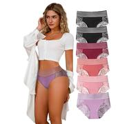 APRSEA Ladies Knickers High Waisted Underwear Cheeky Seamless Floral Lace Trim Pants Sexy Full Coverage Briefs Multicolor 6 Pack L