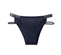 APRSEA Ladies Knickers Womens Sparkling Thong Underwear Crystal Rhinestone Lace Thong No Show Knickers Cotton Gusset M Blue