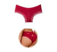 APRSEA Women Knickers Mid Waist Pants Silky Micro feel Floral Lace Trim Comfort Briefs Burgundy Pants Valentine S