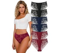 APRSEA Women Knickers Sexy Brethable High Waisted Lace Underwear Stretch Fabric Full Coverage Ladies Multicolor 6Pcaks for women 3X-Large