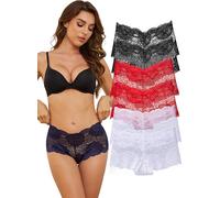 APRSEA Women’s Underwear Elegant Lace Underwear Floral Cut-Outs High Waist Bridal Colorful Pants Multipack 1XL