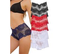 APRSEA Women’s Underwear Elegant Lace Underwear Floral Cut-Outs High Waist Bridal Colorful Pants Multipack 3XL