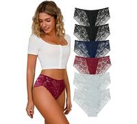 APRSEA Womens Knickers Elegant Underwear Medium Rise Lace Front Pants Satin Back