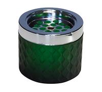 APS 562 Metal Chrome-Plated Matt Glass Ashtray, Diameter 9.5 cm, Dark Green