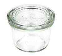 APS 12 Original WECK jars with lid, Ø 6 cm, H: 5,5 cm, mini tumbler with glass lid, preserving jar, decoration glass, dessert glass, storage glass, dishwasher safe, capacity 80ml
