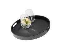 APS 84045 Bistro Non-Slip Tray with 2 Handles, Melamine, Black, Diameter 35.5 x 4.5 cm