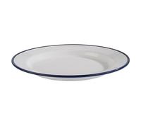 APS 84951 Enamel Look Plate Diameter 24.5 cm Height 2.5 cm Melamine White with Blue Edge
