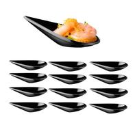 APS 85371 Set of 12 Finger Food Spoons - Drop - 10.5 x 5.5 cm, H: 3 cm, Melamine Black, Stackable, Dishwasher Safe, Shatterproof & Elegant