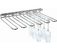 APS Glass rail, 45 x 32 x 6 cm, high-quality glass holder made of chromed metal, wine glass holder for 20 glasses, holder for hanging glasses for house bar, kitchen, bar, pub, restaurant