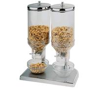APS CF268 Double Cereal Dispenser | Dual canisters dispense portions smoothly to prevent food waste, preserving freshness in busy buffet setups.