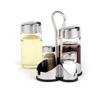 APS CF297 Complete Cruet Set and Stand for Salt, Pepper, Vinegar and Oil (Pack of 5)