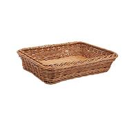 APS Stackable Polypropylene Brown Rattan Basket with Chrome Frames - 1/2 GN