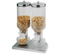 APS Double Cereal Dispenser Clear Plastic & Stainless Steel 2 x 4.5Ltr