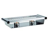 APS food warmer, 2 burners approx. 34 cm x 13 cm, height 6 cm, stainless steel, frosted, including 2 tealights