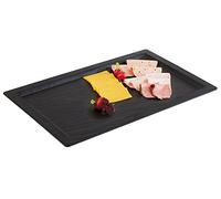 APS GN563 Slate Effect Melamine Tray with Rim, 1/1 GN