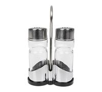 APS Salt & Pepper Cruet Set ECONOMIC - Glass Shaker w/ Stainless Steel Frame & Cover 8x4x13 cm