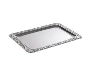 APS Schönner Essen Tray - Stainless Steel Tray with Decorative Rim, 35 x 24 cm, Rectangular