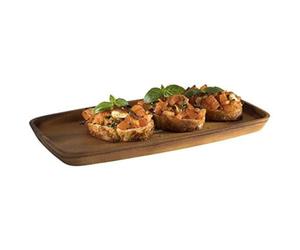 APS Serving board, oiled acacia wood, wooden tray, wooden board for service, brown, 18 x 30 cm, 2 cm height
