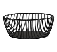 APS "SVART" Oval Metal Mesh Basket, Sturdy Mesh Basket, L: 20 cm, W: 15 cm x H: 8 cm, Bread Basket, Fruit Basket, Vegetable Basket, Stackable, Black, Dishwasher Safe