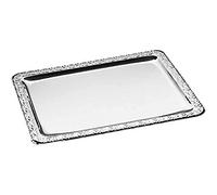 APS Tray Schöner Essen, Buffet Helper, 18/0 Stainless Steel Tray with Decorative Edge, Handles zinc die-cast Chrome-Plated, Riveted, 31 x 42 cm, 1.5 cm Height